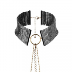 Elegante collar metálico con malla de cadena ajustable con diseño de brillantes para deslumbrar.