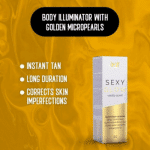 Crema corporal con microperlas que aporta a la piel un brillo instantáneo.