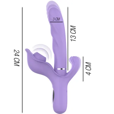 VVibrador triple estimulación, vibrador con succionador, vibrador con pulsador, , Vibrador resistente al agua, Vibrador recargable