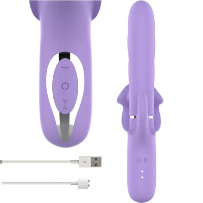 VVibrador triple estimulación, vibrador con succionador, vibrador con pulsador, , Vibrador resistente al agua, Vibrador recargable