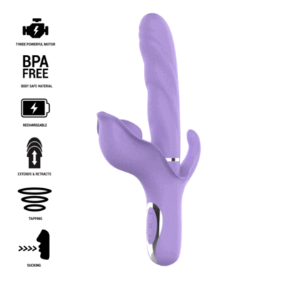 Vibrador triple estimulación, vibrador con succionador, vibrador con pulsador, , Vibrador resistente al agua, Vibrador recargable